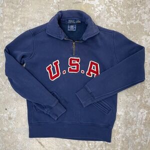 Polo Ralph Lauren Sweater Kids Small Olympics USA Spellout 1/4 Zip Boys Youth